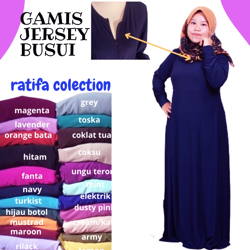 Gamis Jersey Busui Premium Tebal All size  xl LD 100 PJ130cm  terbaru Fashion Muslim Wanita by ratifa collection.