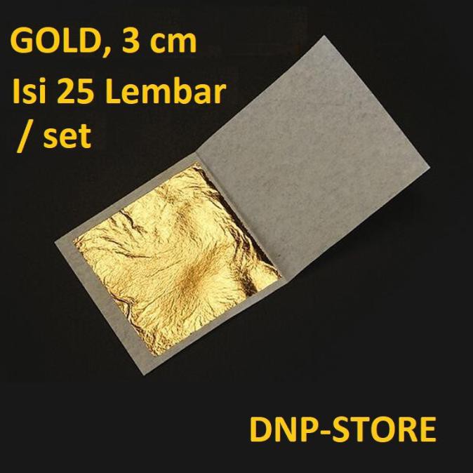 

25 pcs Edible Pure Gold 24K Spa Masker dan Makanan Kertas Emas Leaf - GOLD, 3 cm