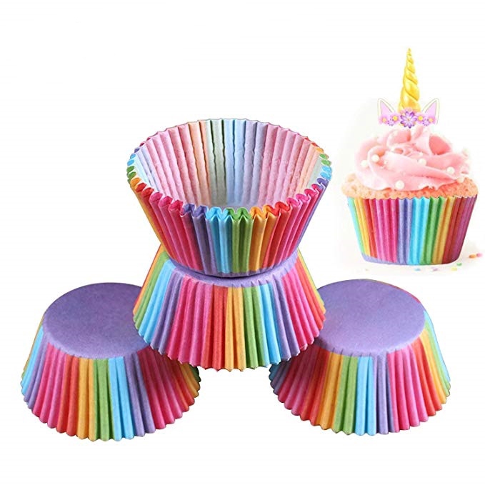 Hot Sale/100Pcs Rainbow Cupcake Liner Cupcake Kertas Baking Cups Muffin Cases Kotak Kue