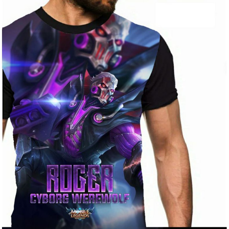 Kaos Roger skin epic cyborg werewolf Hero mobile legend tshirt t-shirt anak cowok pria Bandung murah