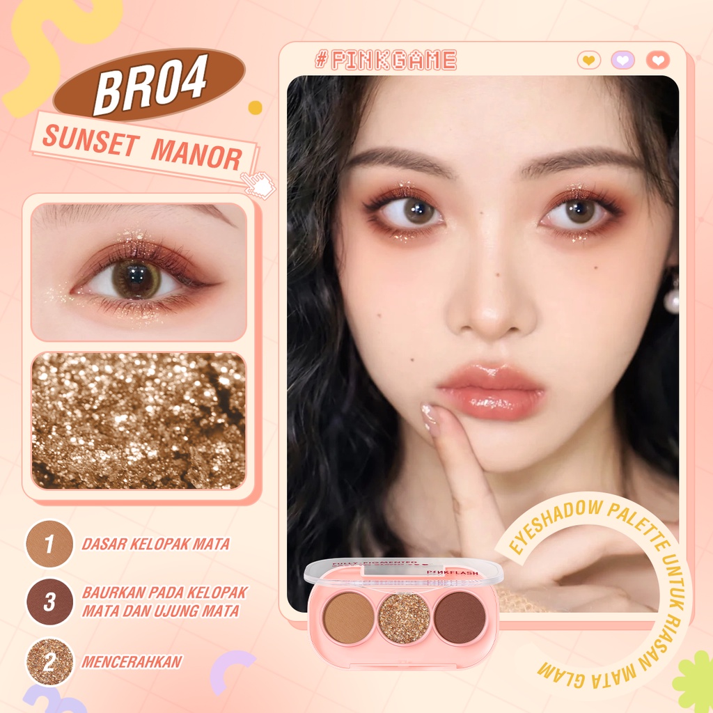 PINKFLASH OhMyLine 7pcs Eyes set Evenly pigmented Eyeshadow Long lasting Waterproof Eyeliner Mascara  Pensil Alis Tahan Air Profesional Eyes set