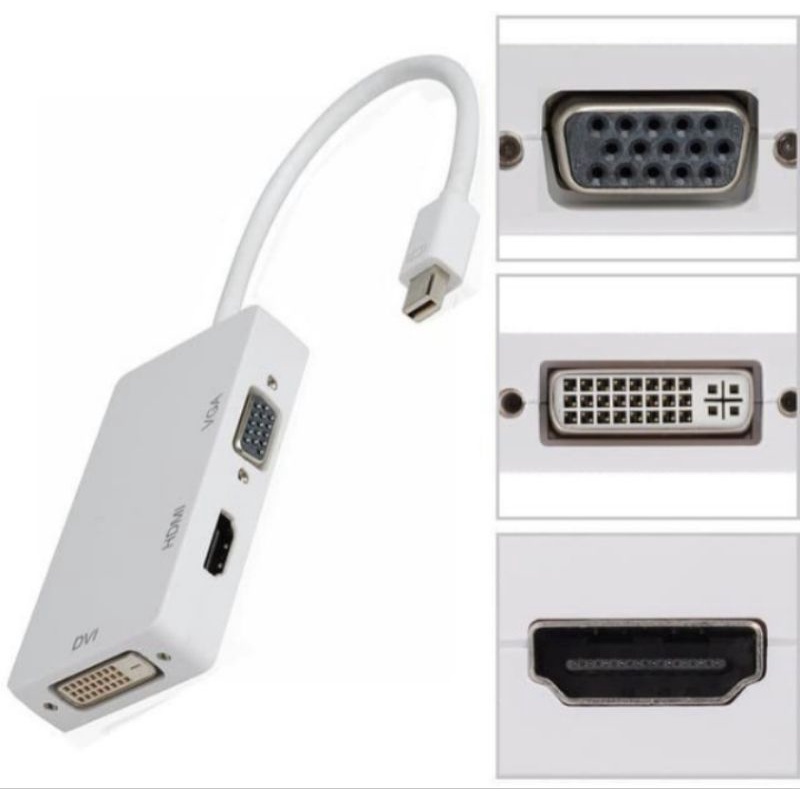 mini dp to HDMI, DVI dan VGA. 3in1 mini dsiplayport