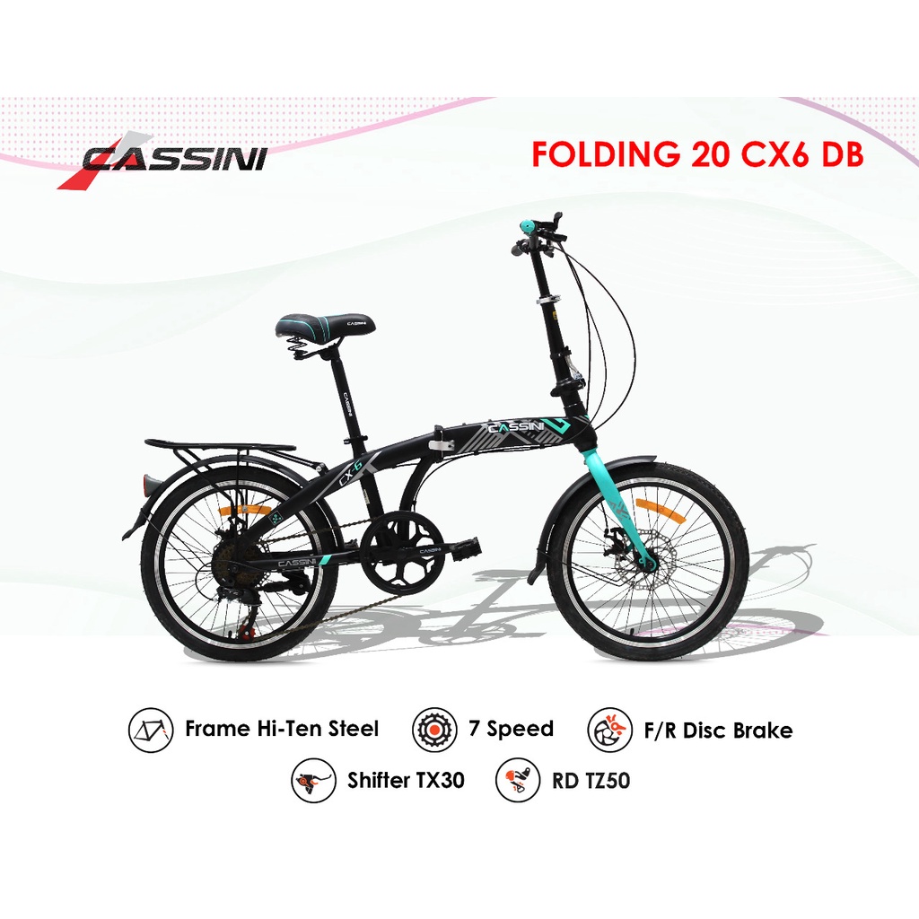 Sepeda folding lipat Trex cassini 20 inch cakram 7 speed murah