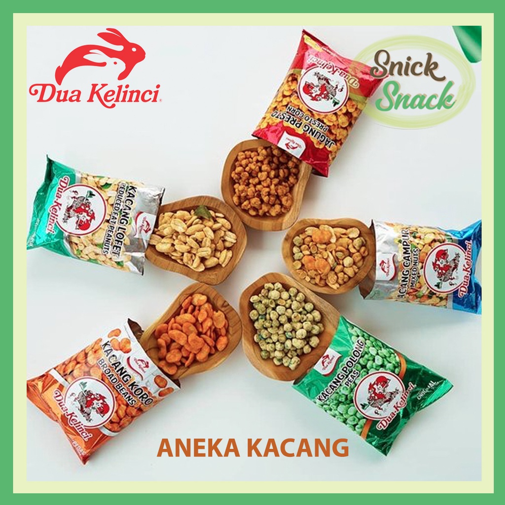 

Dua Kelinci Snack Kacang Koro Pedas Polong Campur DK Mix Mixed Nut Jagung Presto Kcg Lofet