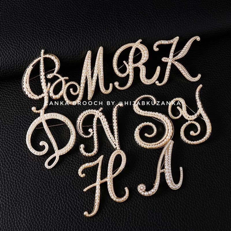 bros abjad mutiara | bros huruf | bros inisial nama | alphabet brooch-5