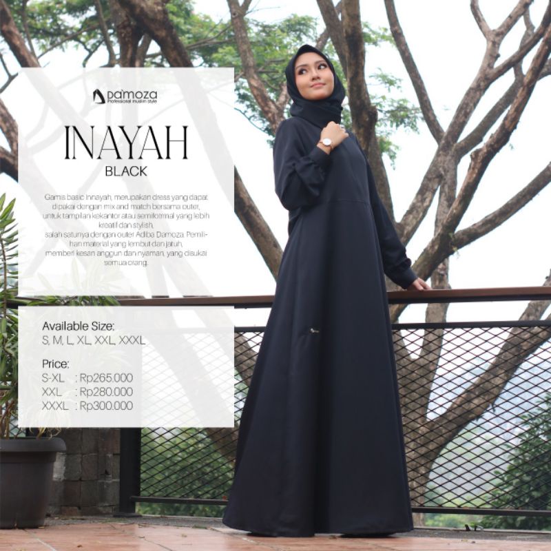 COD Gamis Damoza Inayah Bk Original Gamis Hitam Polos Damoza Gamis Damoza Termurah Gamis Dewasa Damo