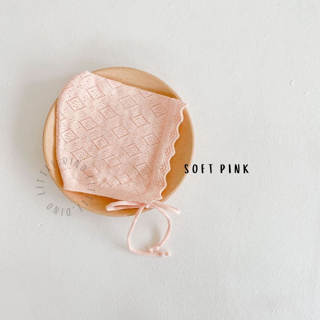 LITTLEDINO - Topi Anak Bayi Noni Bonnet Pastel-6 SOFT PINK