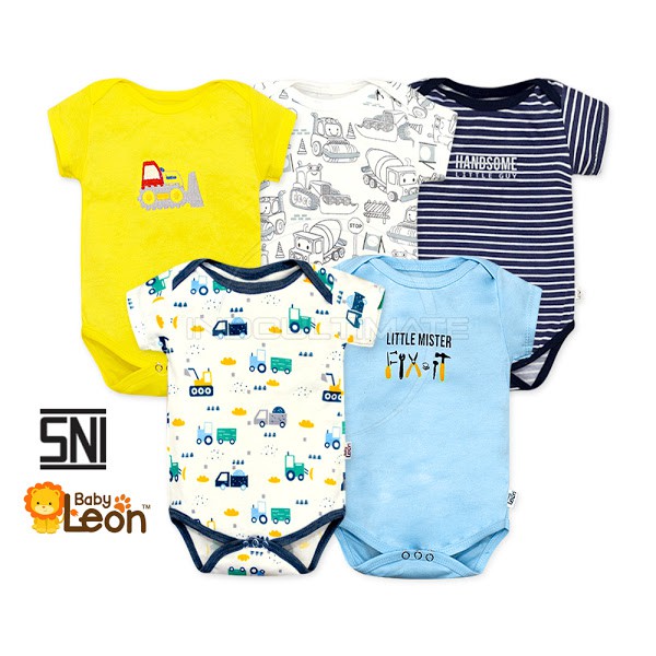 5in1 Jumper Bayi COTTON SNI BABY LEON Bodysuit Bayi Jumpsuit Anak Bayi Baju Tidur kaos Bayi BC-01-8 / BC-01-4 / BC-FL50