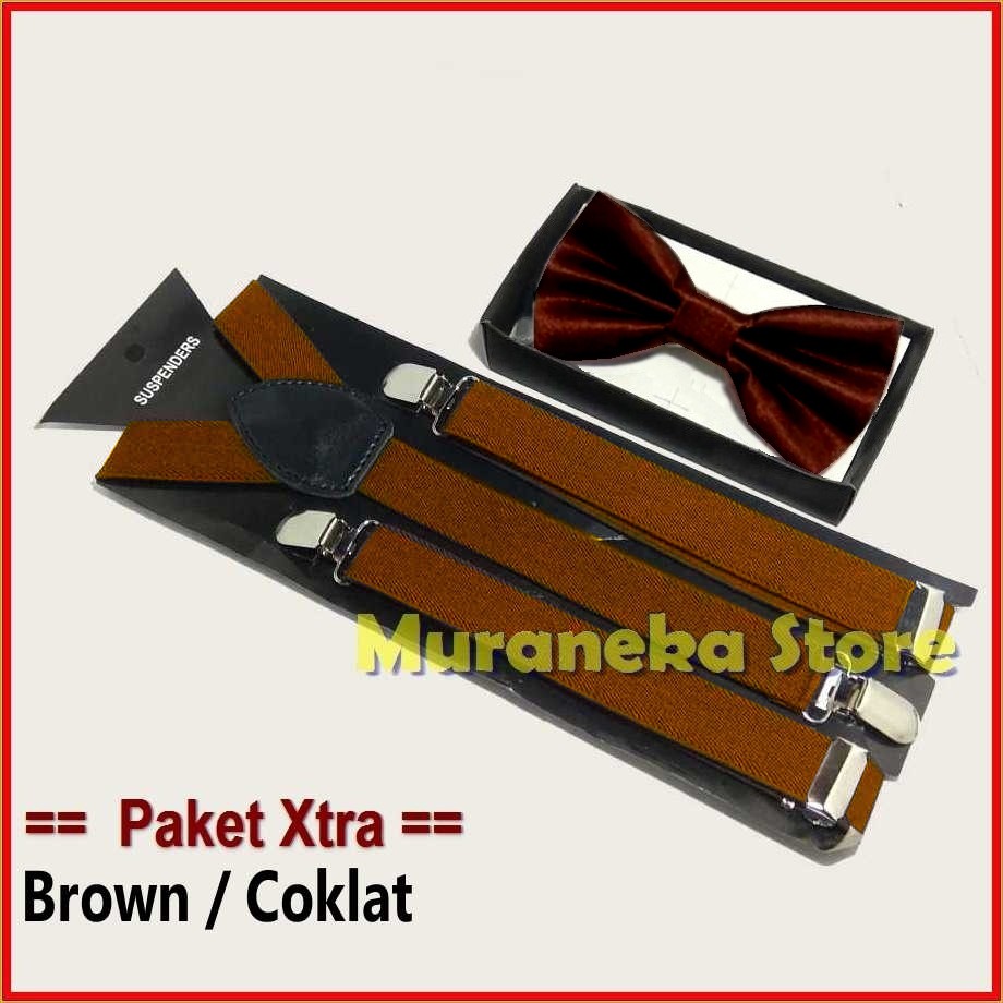 Set Suspender Dasi Kupu Bretel Bowtie Pria Dewasa Pernikahan Wedding Bridesmaid Pesta Setelan Hitam