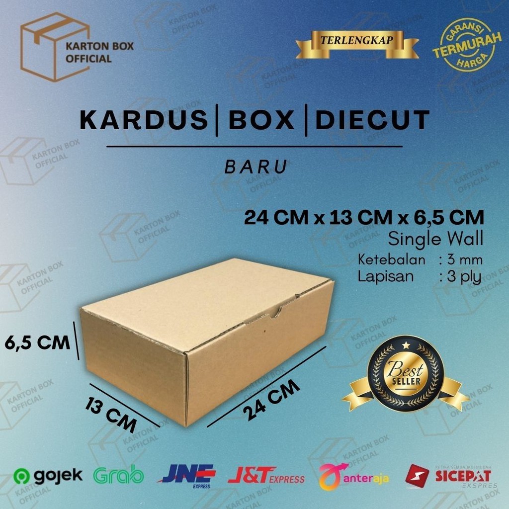 

Kardus Box Die Cut 24x13x6,5 CM Dus Packing Packaging Baru Polos