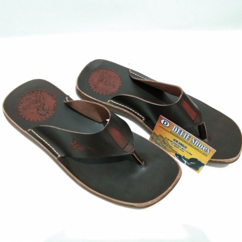 Sandal jepit pria kulit lancas/sendal cowo kulit asli casual terbaru