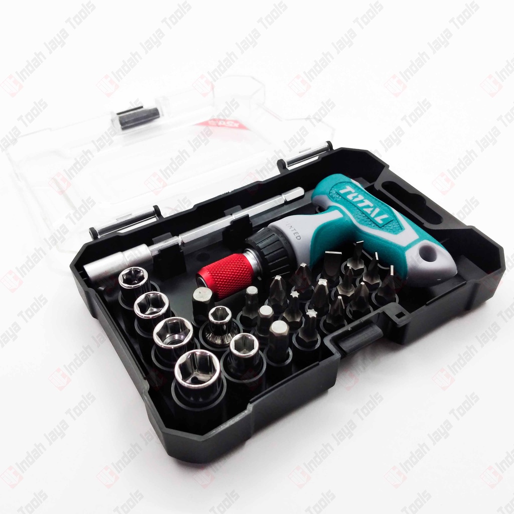 TOTAL TACSD30186 Obeng Set 24 Pcs Kunci Sok T Ratchet Rachet Kombinasi HP Elektronik