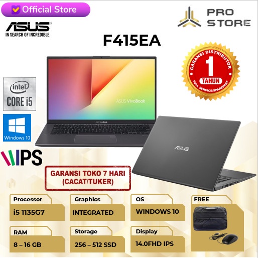{MahesStore} ASUS VIVOBOOK F415EA i5 1135G7 8GB 256SSD W10 14.0FHD IPS - LAPTOP 8GB 256SSD Limited