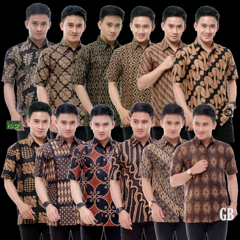 022 Zahira Batik HRB026 Kenongo Hem Kemeja Batik Pria Lengan Pendek  Katun Primis Halus M L XL