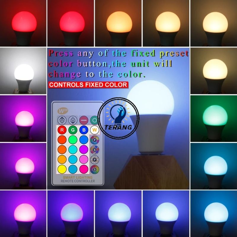 LAMPU BOHLAM 10W LED RGB BERUBAH WARNA REMOTE CONTROL ORIGINAL LAMPU HIAS WARNA WARNI LAMPU KAMAR TIDUR AESTHETIC TUMBLR PLAFON