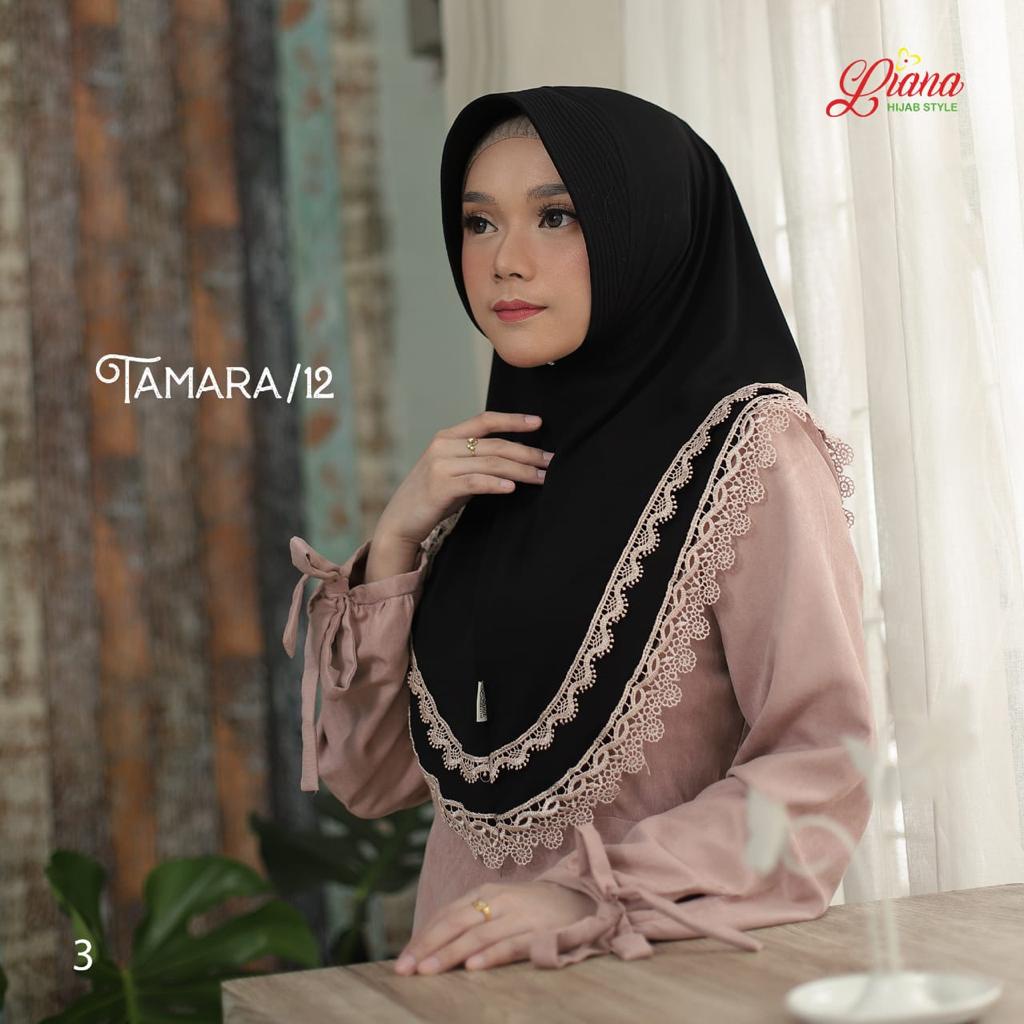 Jilbab Instan Bergo Tamara 12 Ori Liana Hijab-HITAM