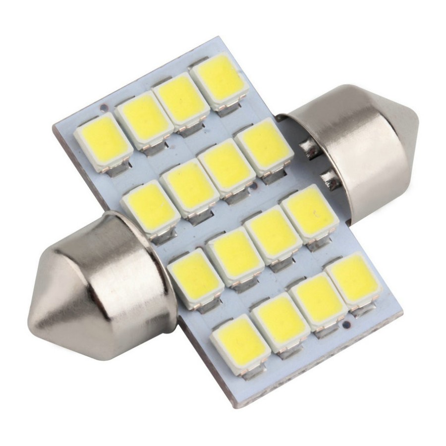 Lampu Interior Mobil LED Super White 31mm Festoon 16 SMD 1210 - 2 PCS - White