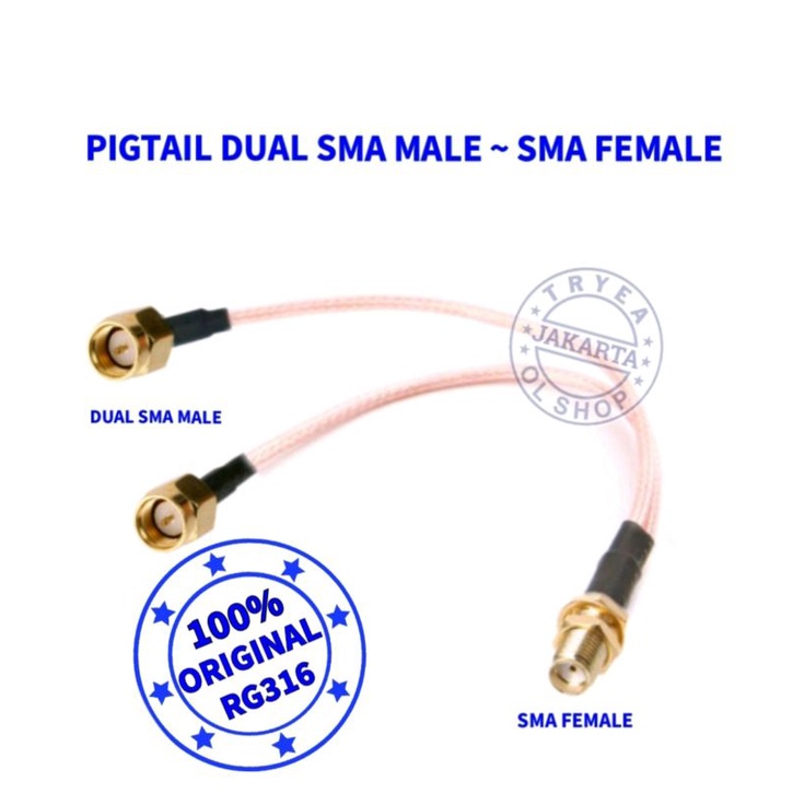 PIGTAIL B310 B315 BL100 DUAL SMA MALE TO SMA FEMALE RG316