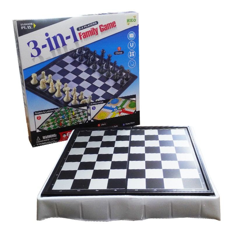 Family Game 3 In 1 - Catur - Ular Tangga - Ludo