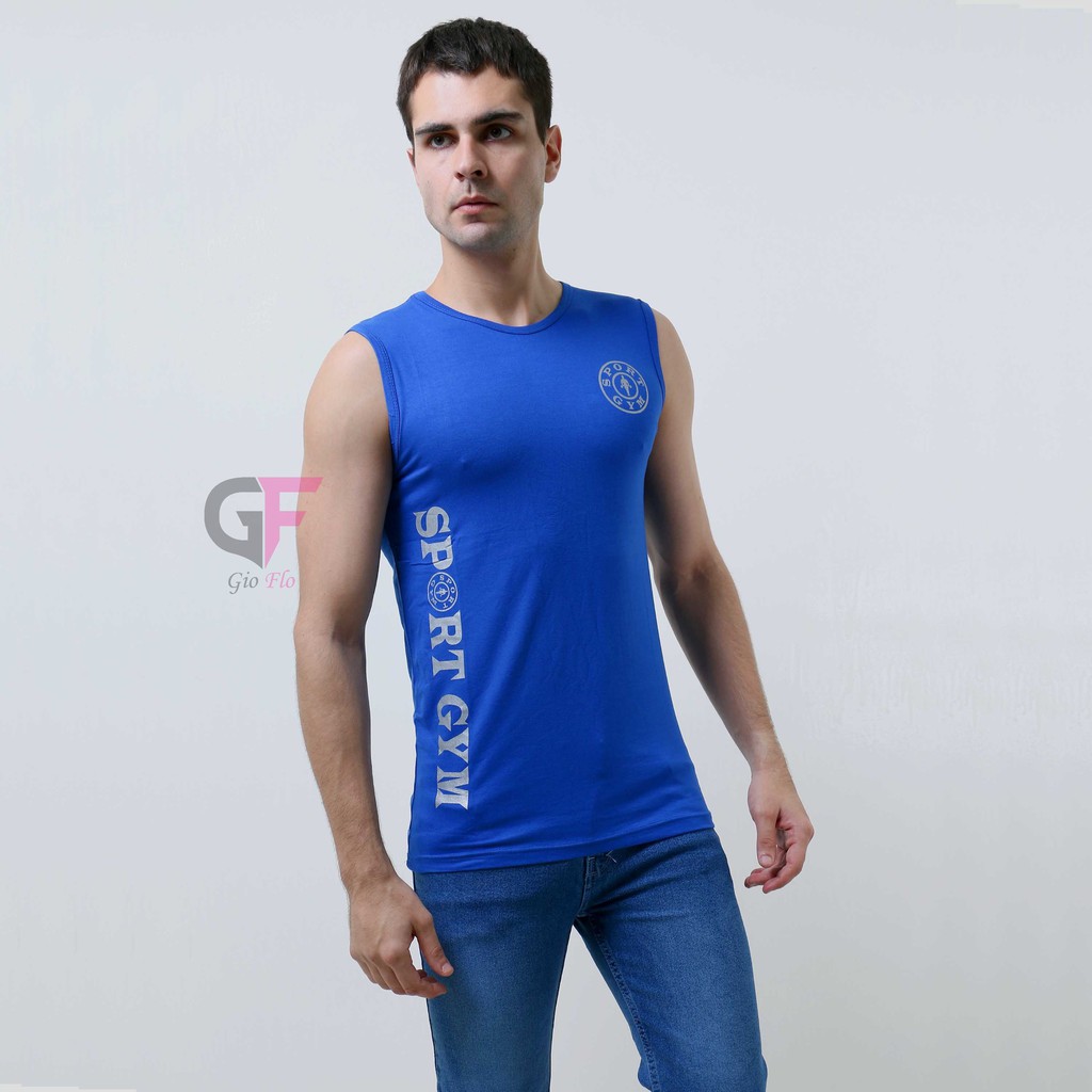 GIOFLO Pakaian Dalam Pria Kaos Singlet Biru / SGL 01