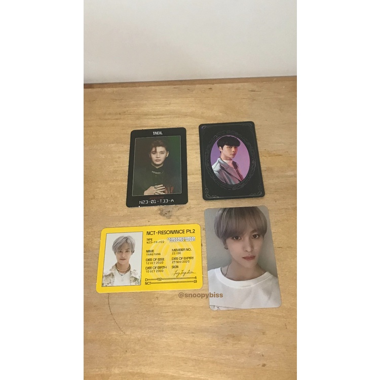 NCT 2020 RESONANCE Photocard past ver Yangyang, Id card Yangyang, YB Johnny, AC Taeil