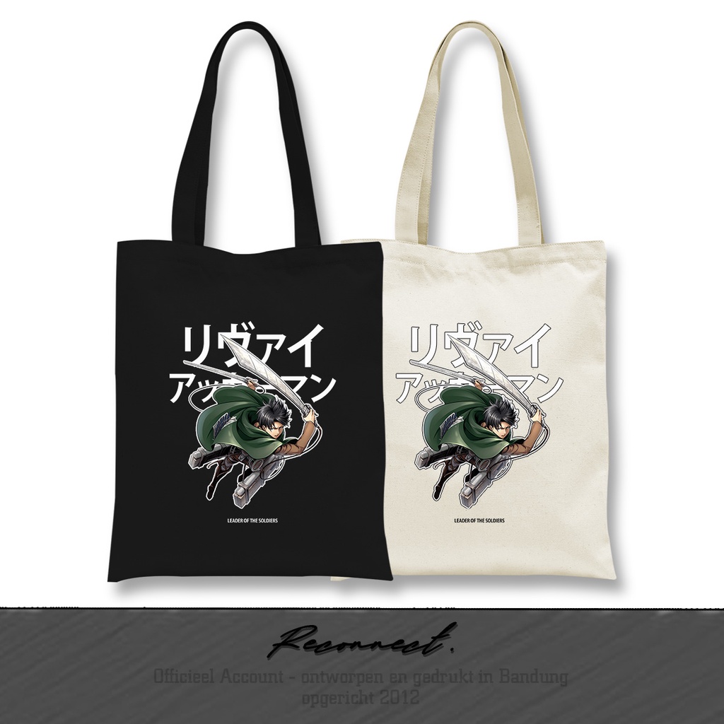 Reconnect Totebag Anime Attack On Titan Levi Ackerman - Gratis Tambah Nama