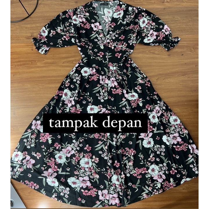 MAXI DRESS RAYON PREMIUM PAKAIAN WANITA BAJU KOREA DRESS KANCING FULL HIDUP