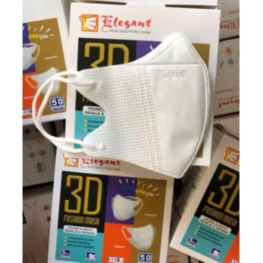 Masker Duckbill 3ply isi 50pcs Elegant | Masker Elegant Duckbill 3ply Putih