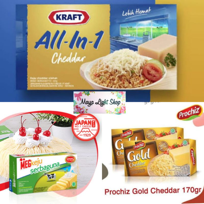 Keju blok meg japan kraft all in one prochiz gold cheese cheddar keju parut