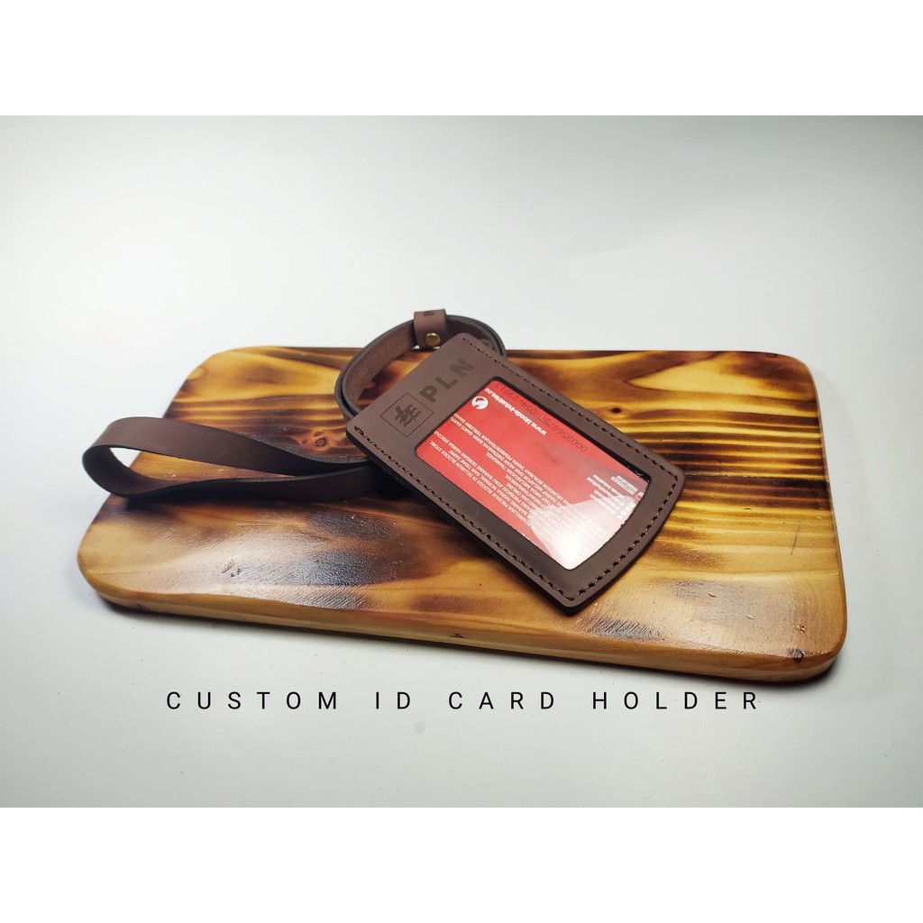 

id card holder kulit lucu name tag custom nama & logo perusahaan
