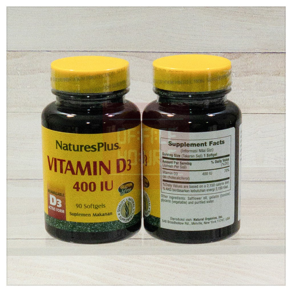 Natures Plus Vitamin D3 400IU Nature's 400I.U. 90 softgels