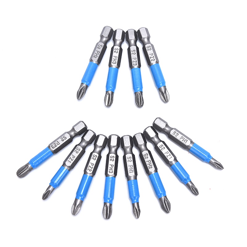 {LUCKID}12pcs Anti Slip Electric Screwdriver Bits Hex Shank PH 50mm Single Side Drills