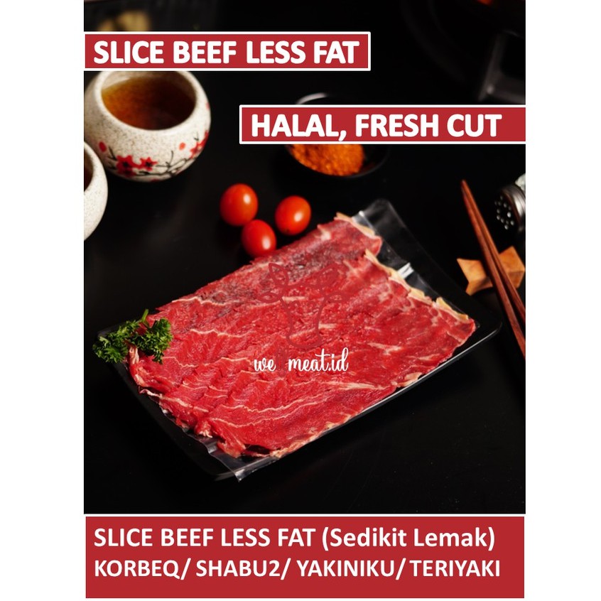 

Daging Sapi Beef Slice Less/Low Fat Import Australia Shabu Sukiyaki Yakiniku Teriyaki Premium