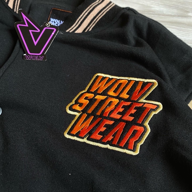 JAKET BOMBER VARSITY ORIGINAL WOLV STREET WEAR special art PUMPKIN