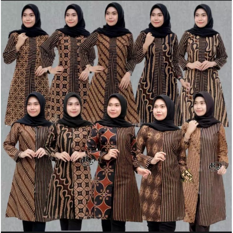 M-L-XL-XXL-XXXL Batik Tunik wanita ASJ SA HRB026 Kenongo Pekalongan Sogan Tulis