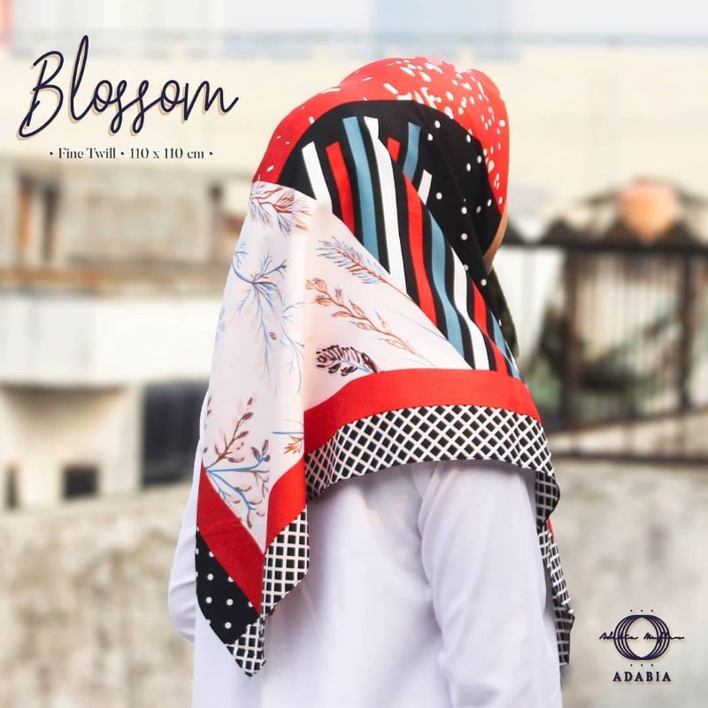 Hijab segiempat  Blossom motif 08 by Adabia Produk original by Adabia Mufler