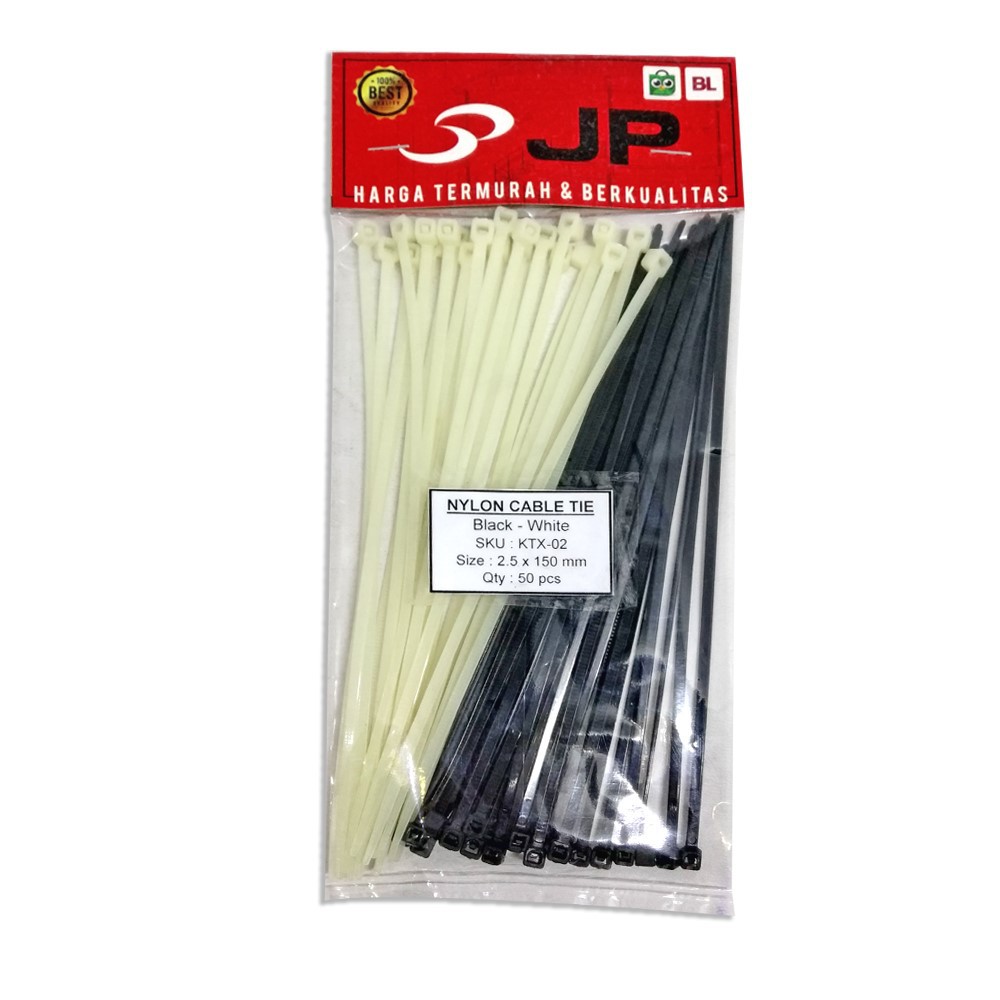 KABEL TIES 2.5 x 150 MM MIX HITAM PUTIH - 50 PCS KTX-02