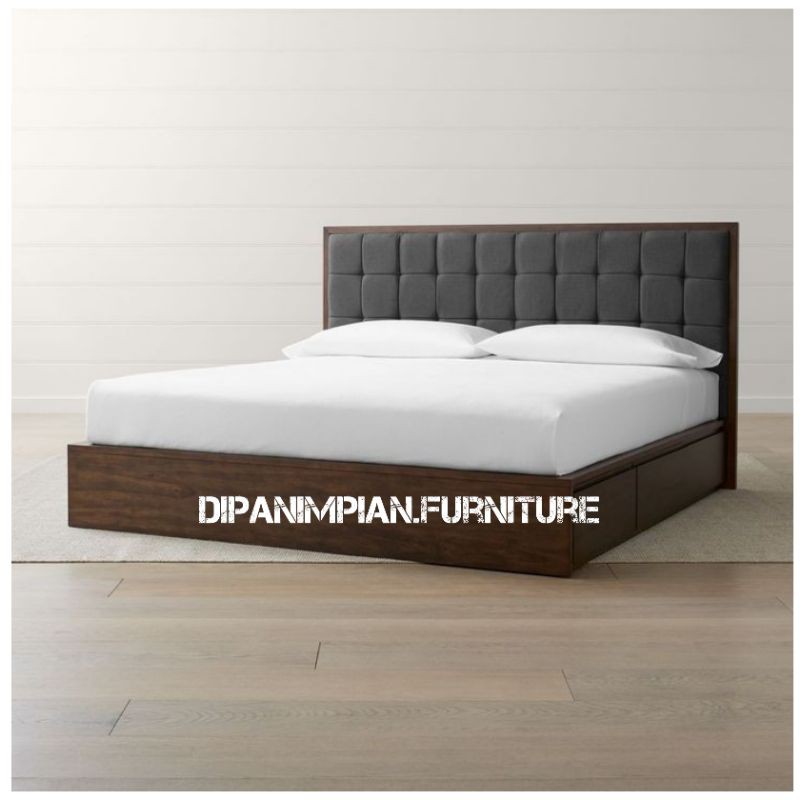Dipan tempat tidur laci jati minimalis -Dipan jok busa jati minimalis
