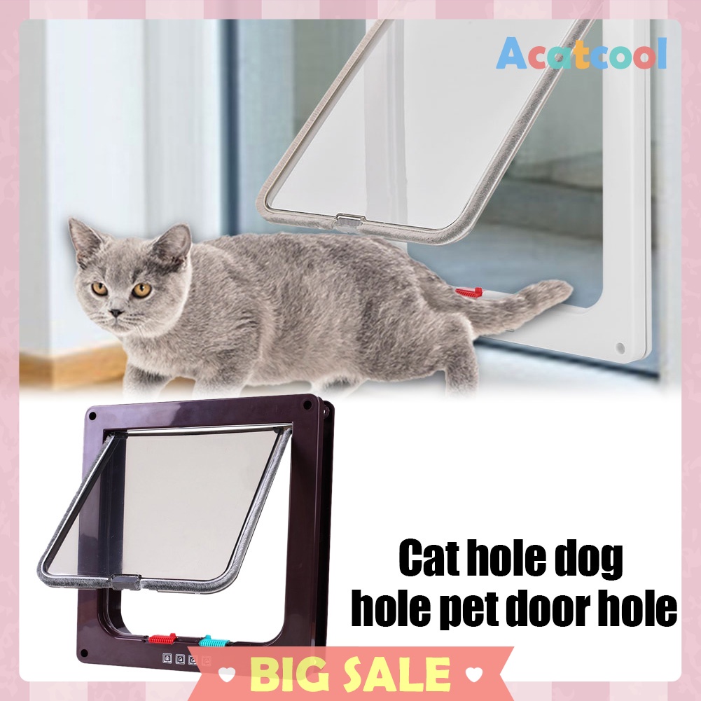 Dog Cat Flap Door with 4 Way Security Lock for Kitten Small Pet Door Gate