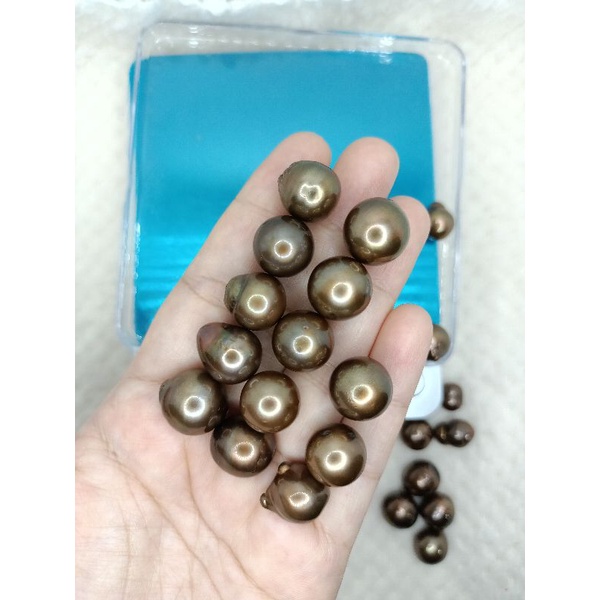 Mutiara Air Laut Coklat Hitam / Mutiara Laut butiran / Loose Pearl / Mutiara Bijian perbuah warna br