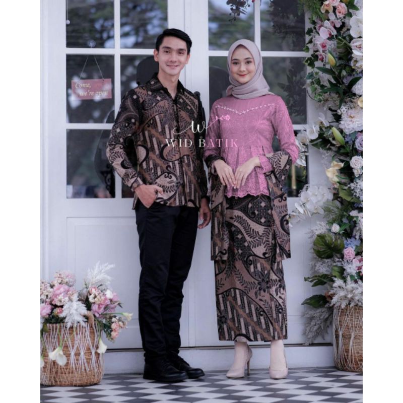 KEBAYA COUPLE SEMI PRANCIS Katun BAHAN KEBAYA SEMI FRANCE CORNELI COUPLE DANILLA BATIK COUPLE Pink4