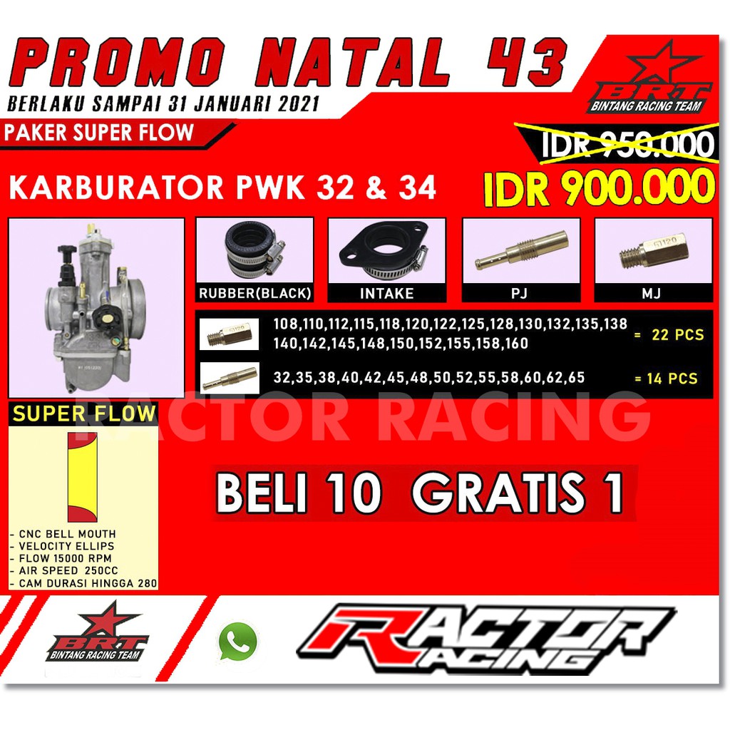 Super Flow BRT Karburator Karbu PWK 32 PWK 34 BRT