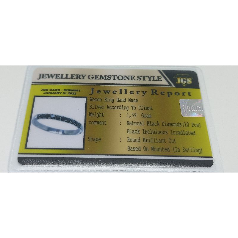cincin listring berlian hitam perak bonus memo sertifikat keaslian berlian