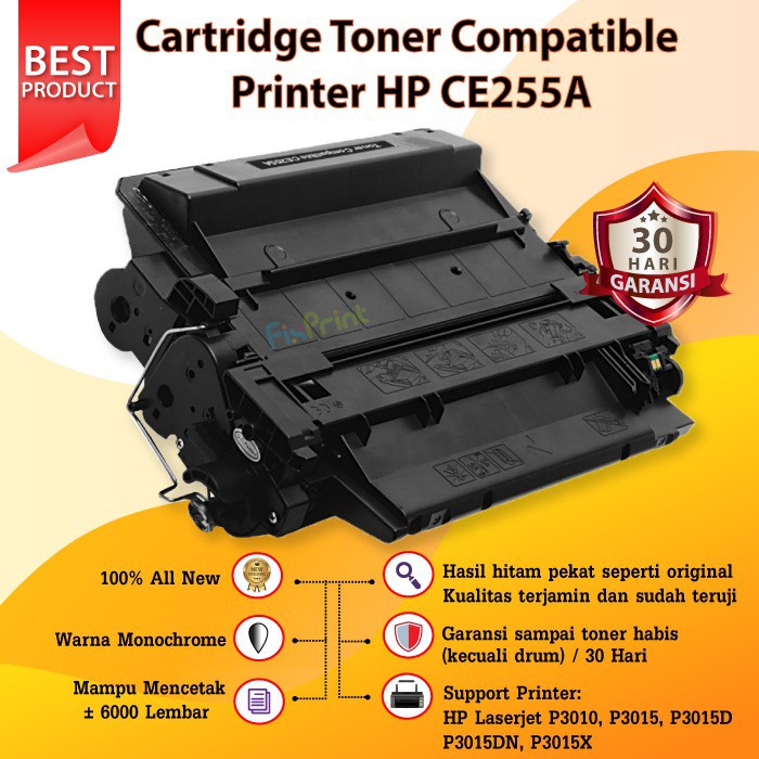 Tinta CE255A, Cartridge Compatible 55A, Cartridge ce255a CE255 Printer HP Laserjet P3010, P3015