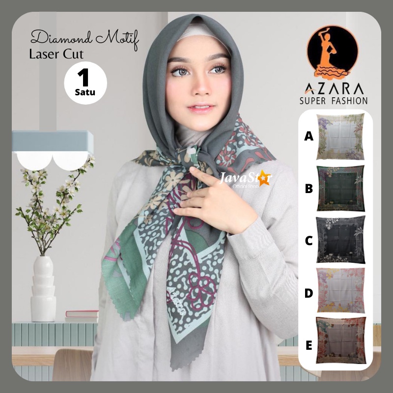 SEGI EMPAT DIAMOND MOTIF LASER CUT LC AZARA HIJAB SEGIEMPAT JILBAB SQUARE +- 110 X110 CREPE RANDOM-4