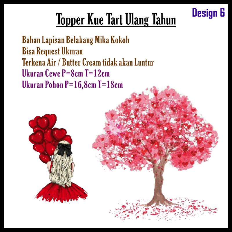 

Topper Stiker Cewe Pohon Waterproof Dekorasi Kue Tart Cupcake