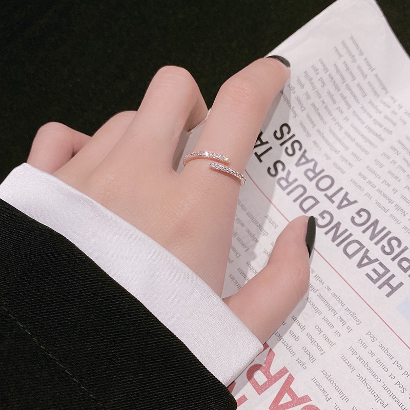 AZ226 [COD✔] Cincin Titanium Zircon Berlian Lapis Emas Rose Gold Gaya Korea Untuk Perhiasan Adjustable Perak