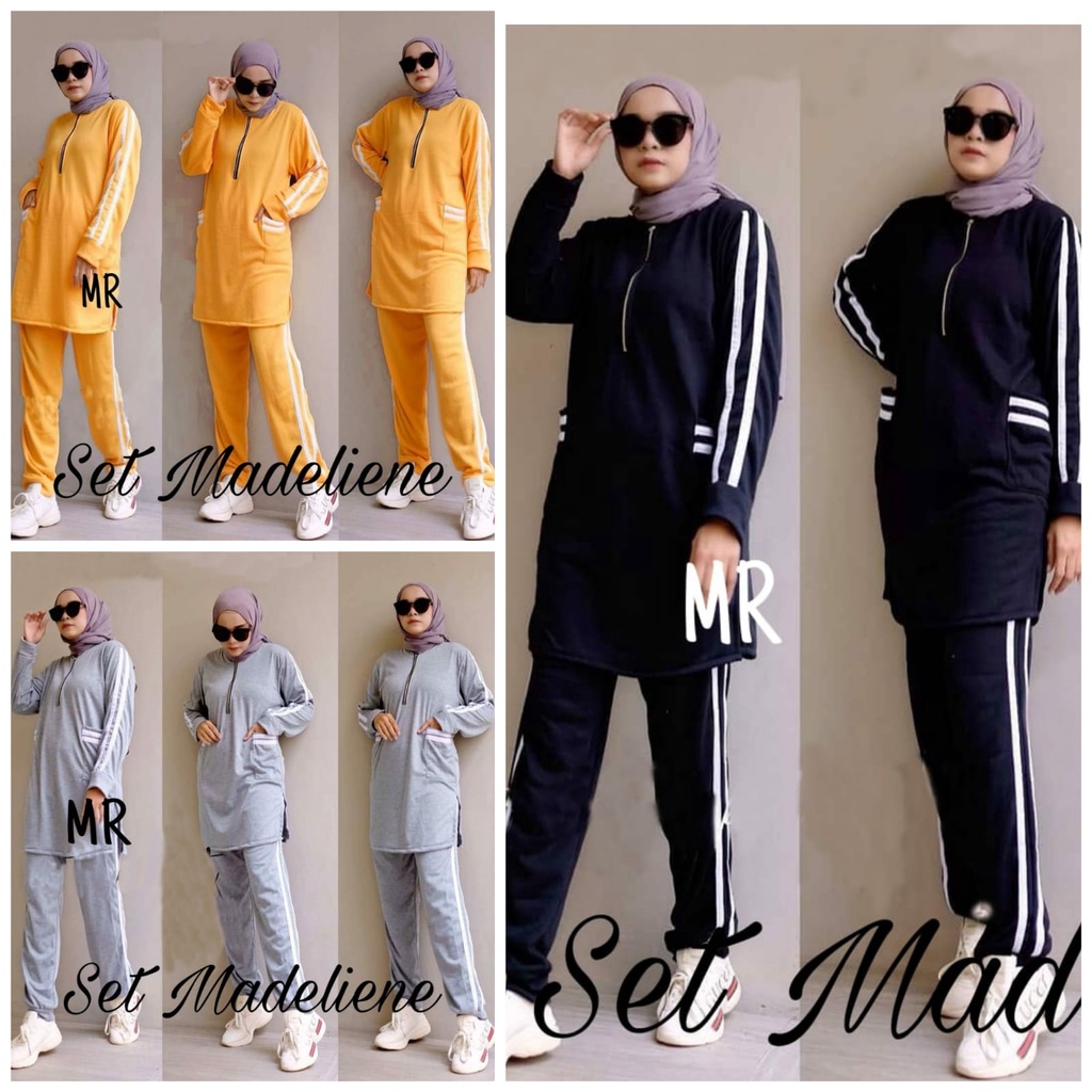 SET MADELIENE fashion PAKAIAN WANITA SETELAN CELANA DAN ATASAN TUNIK BABYTERRY BUSUI MR
