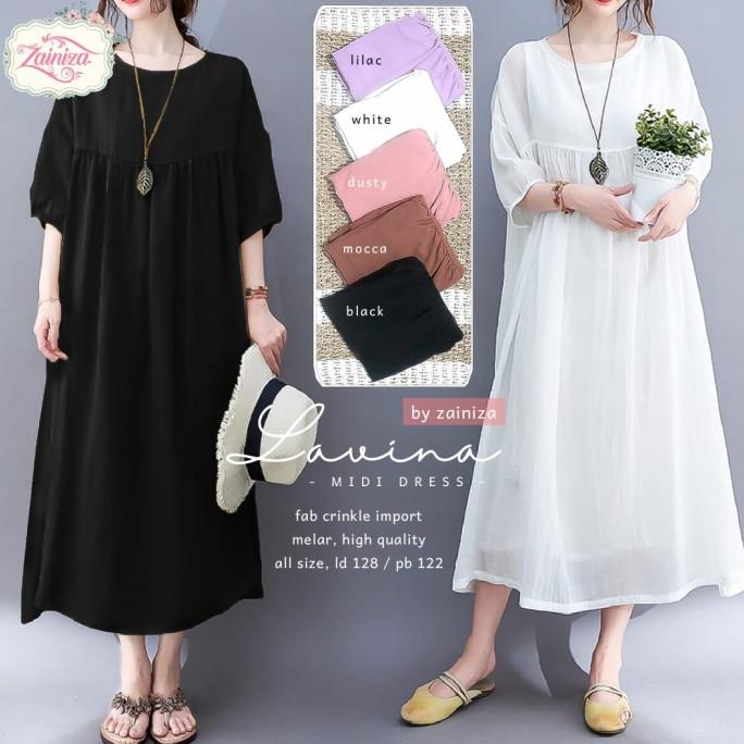 Miracle midi dress jumbo (tidak nerawang) ld 120cm - Putih