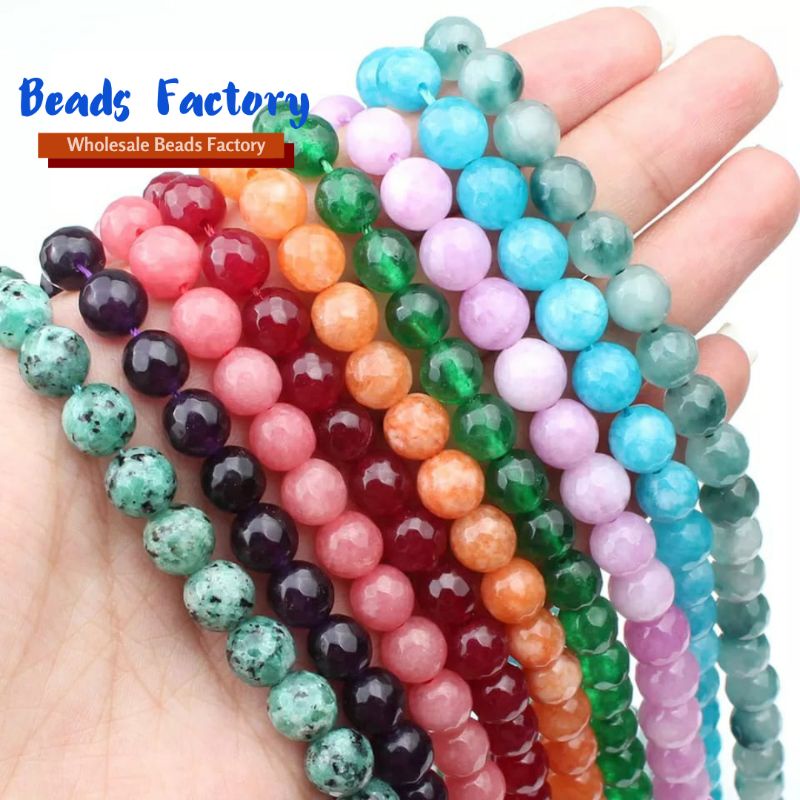 Batu Alam Agate Chalcedony Kuarsa Polos Alami untuk merangkai Perhiasan Gelang DIY handmade kalung Tasbih